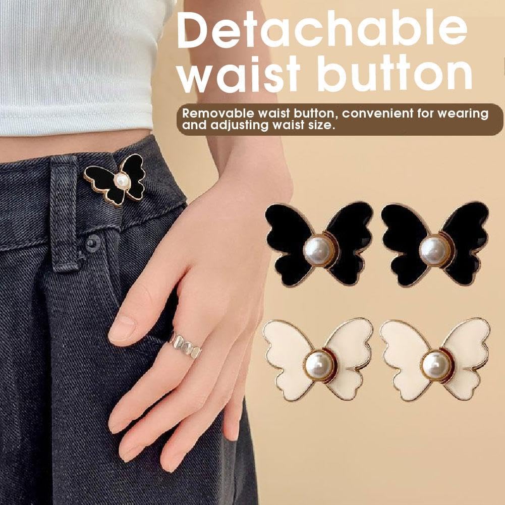 Adjustable Butterfly Jeans Button Clips for Waist Tightening and Snap Adjustment